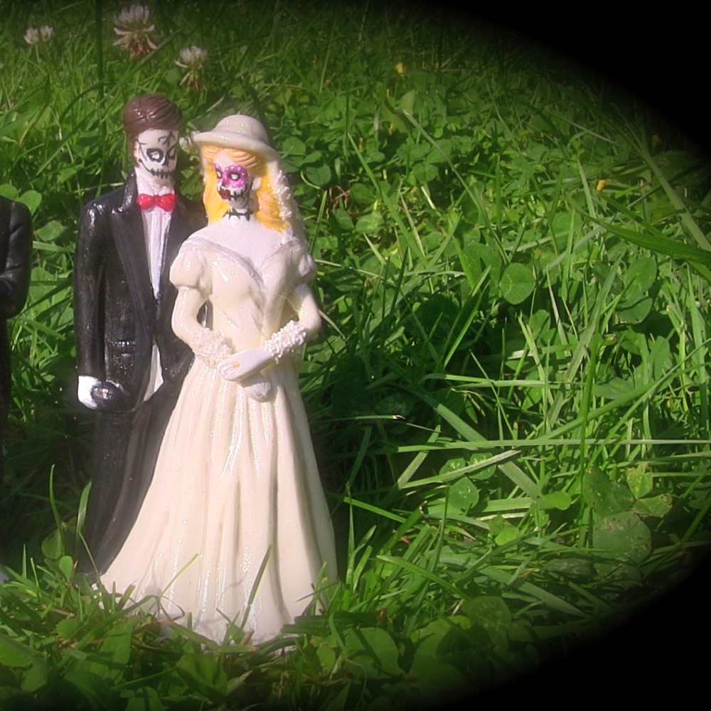 Vintage Porcelain Wedding Cake Topper Day of Dead